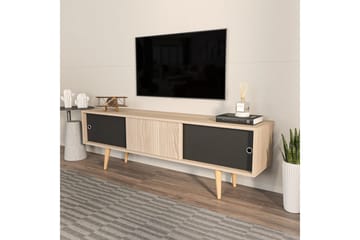 Ticoman TV-benk 160 cm - Svart/Mellomfarget tre - Møbler - TV- & Mediamøbler - TV benk & mediabenk