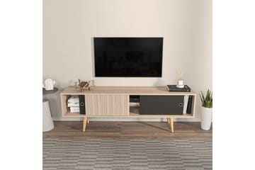 Ticoman TV-benk 160 cm - Svart/Mellomfarget tre - Møbler - TV- & Mediamøbler - TV benk & mediabenk