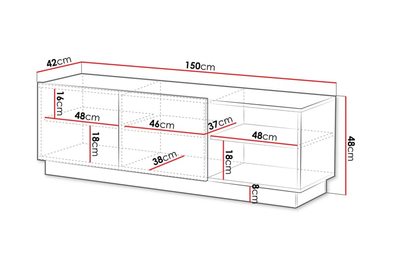 Torvalen Tv-bänk 150 cm - Svart - Møbler - TV- & Mediamøbler - TV benk & mediabenk