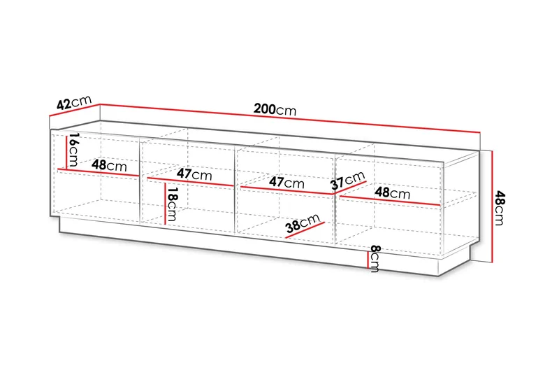 Torvalen Tv-bänk 200 cm - Svart - Møbler - TV- & Mediamøbler - TV benk & mediabenk