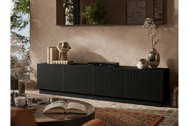 Torvalen Tv-bänk 200 cm - Svart - Møbler - TV- & Mediamøbler - TV benk & mediabenk