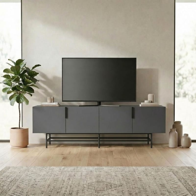 Truvia TV-benk 200x55x35 cm - Antrasitt/Svart - Møbler - TV- & Mediamøbler - TV benk & mediabenk