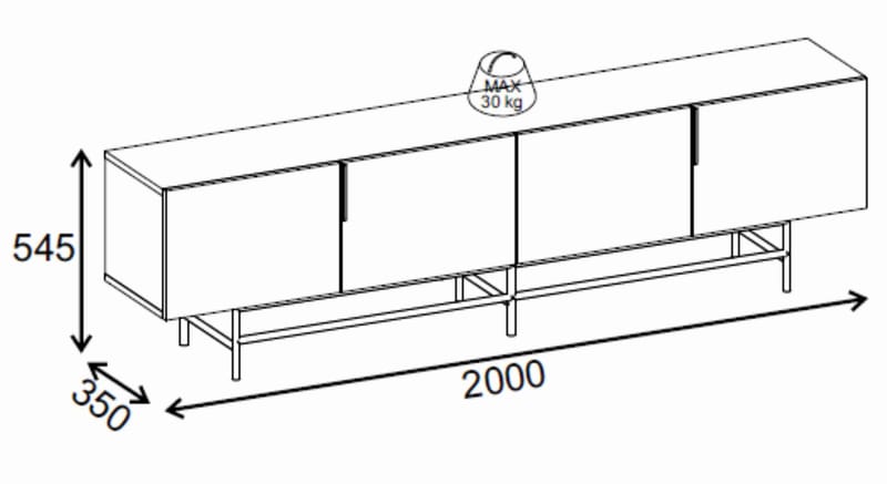 Truvia TV-benk 200x55x35 cm - Antrasitt/Svart - Møbler - TV- & Mediamøbler - TV benk & mediabenk