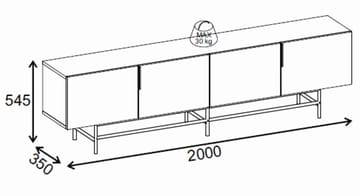 Truvia TV-benk 200x55x35 cm - Naturlig eik og svart - Møbler - TV- & Mediamøbler - TV benk & mediabenk