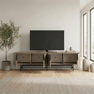 Truvia TV-benk 200x55x35 cm - Naturlig eik og svart - Møbler - TV- & Mediamøbler - TV benk & mediabenk