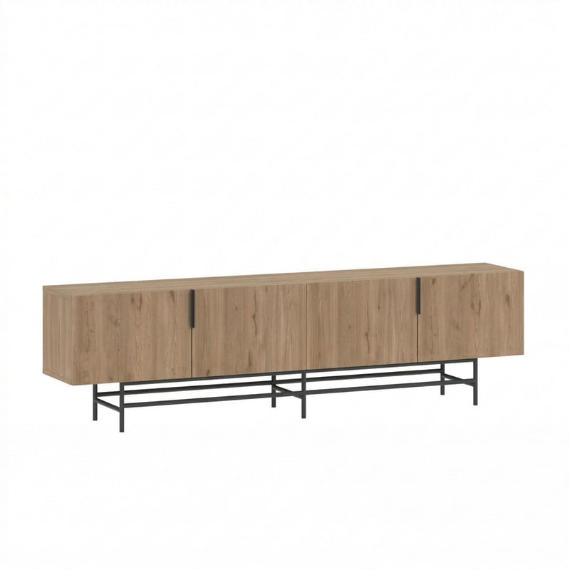 Truvia TV-benk 200x55x35 cm - Naturlig eik og svart - Møbler - TV- & Mediamøbler - TV benk & mediabenk