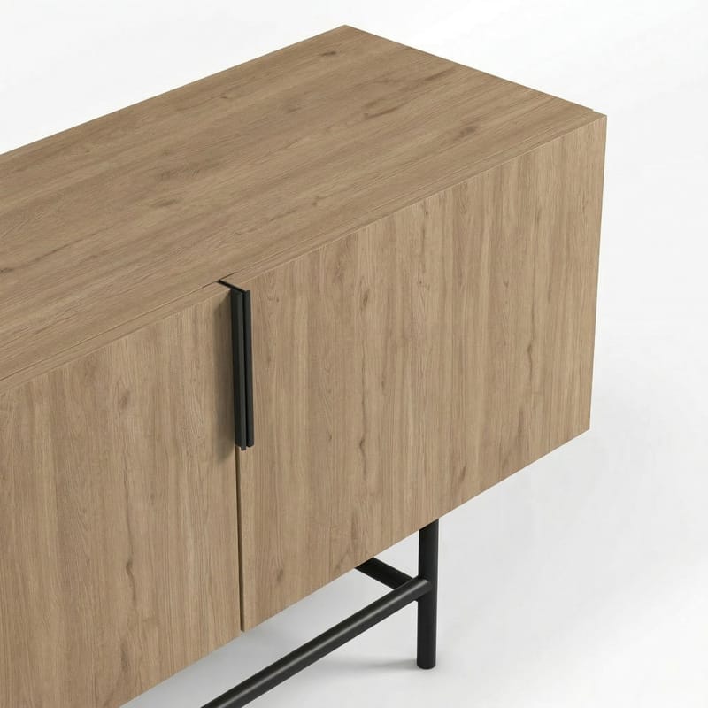 Truvia TV-benk 200x55x35 cm - Naturlig eik og svart - Møbler - TV- & Mediamøbler - TV benk & mediabenk
