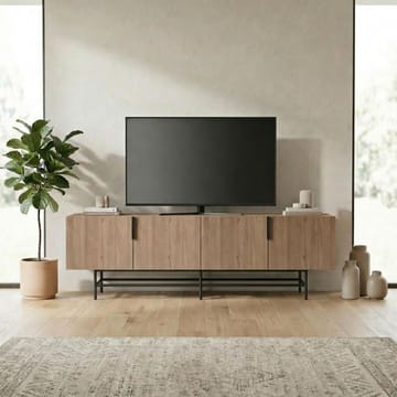 Truvia TV-benk 200x55x35 cm - Naturlig eik og svart - Møbler - TV- & Mediamøbler - TV benk & mediabenk