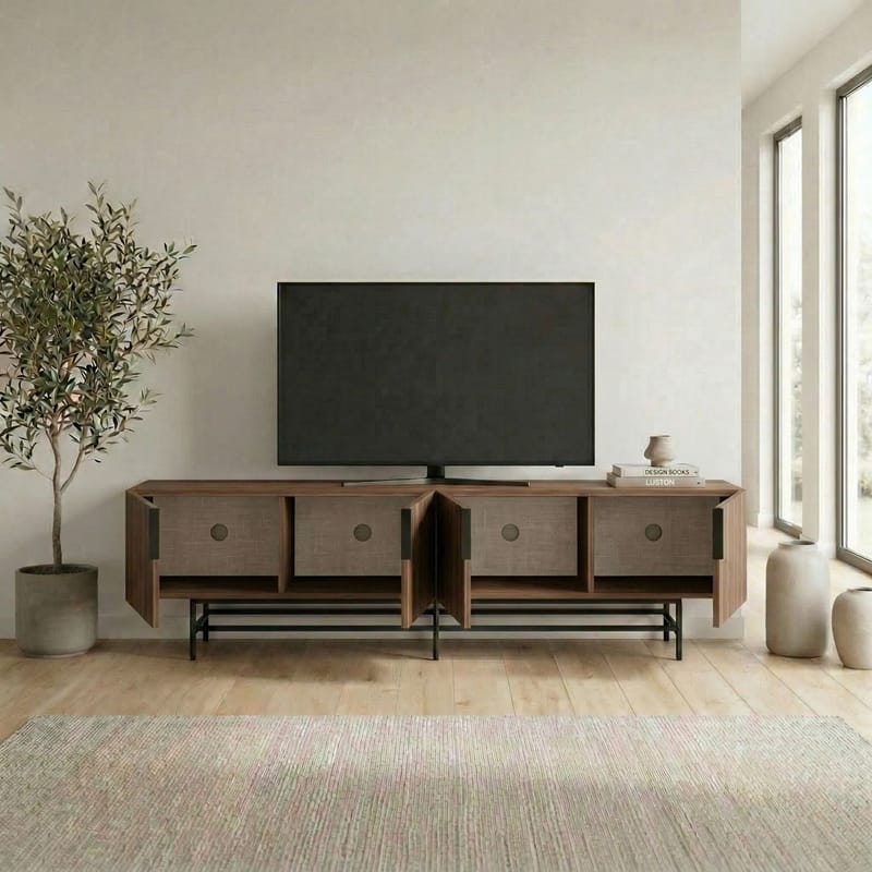 Truvia TV-benk 200x55x35 cm - Valnøtt og svart - Møbler - TV- & Mediamøbler - TV benk & mediabenk