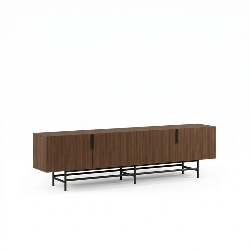 Truvia TV-benk 200x55x35 cm - Valnøtt og svart - Møbler - TV- & Mediamøbler - TV benk & mediabenk