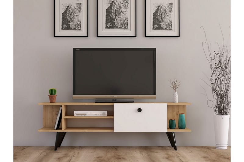 TV-benk 120 cm - Natur/Hvit - TV benk & mediabenk