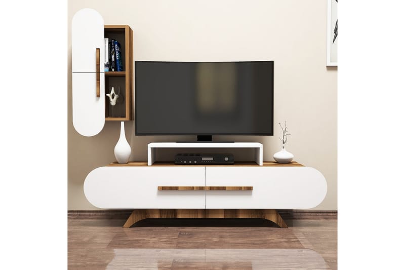 TV-Benk Amtorp 145 cm - Brun|Hvit - TV-møbelsett