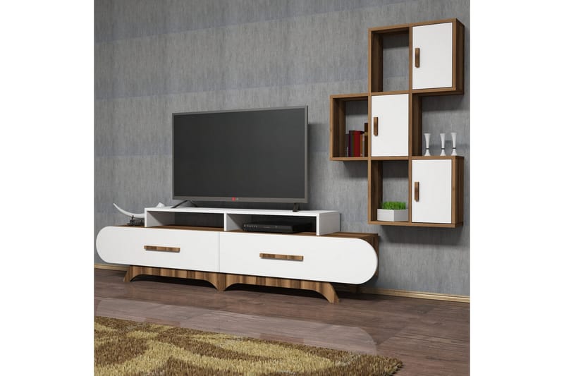 TV-Benk Amtorp 205 cm - Brun|Hvit - TV-møbelsett