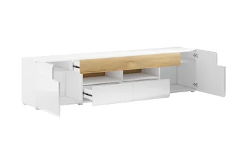 TV-benk Aureas 208 cm - Eik/Hvit høyglans - Møbler - TV- & Mediamøbler - TV benk & mediabenk