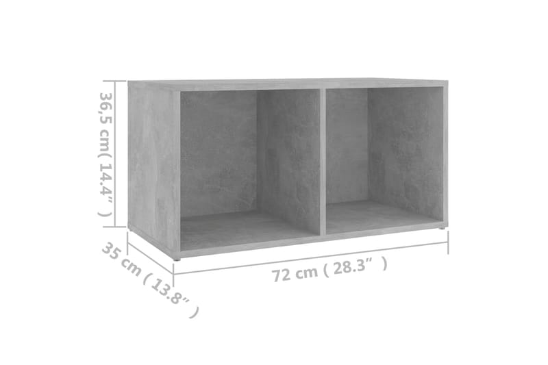 TV-benk betonggrå 72x35x36,5 cm sponplate - Grå - TV benk & mediabenk