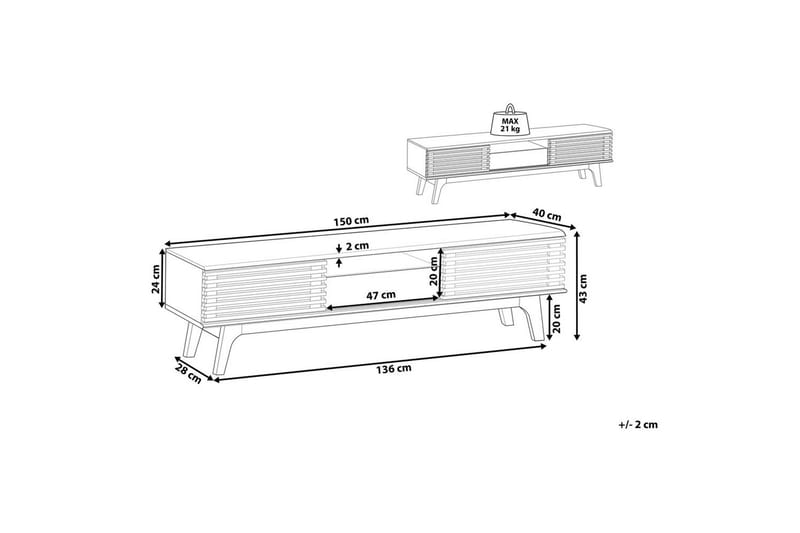 TV-benk Detroit Ii - Møbler - TV- & Mediamøbler - TV benk & mediabenk