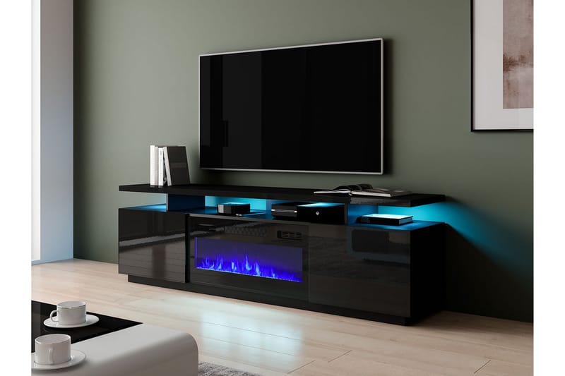 Tv-benk Eva 40x180 cm LED-belysning - Svart - TV benk & mediabenk