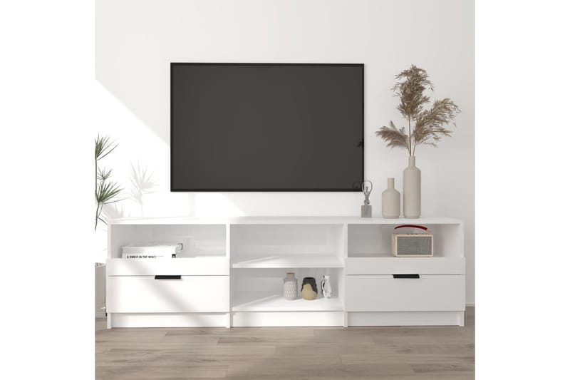 TV-benk høyglans hvit 150x33,5x45 cm konstruert tre - Hvit - TV benk & mediabenk