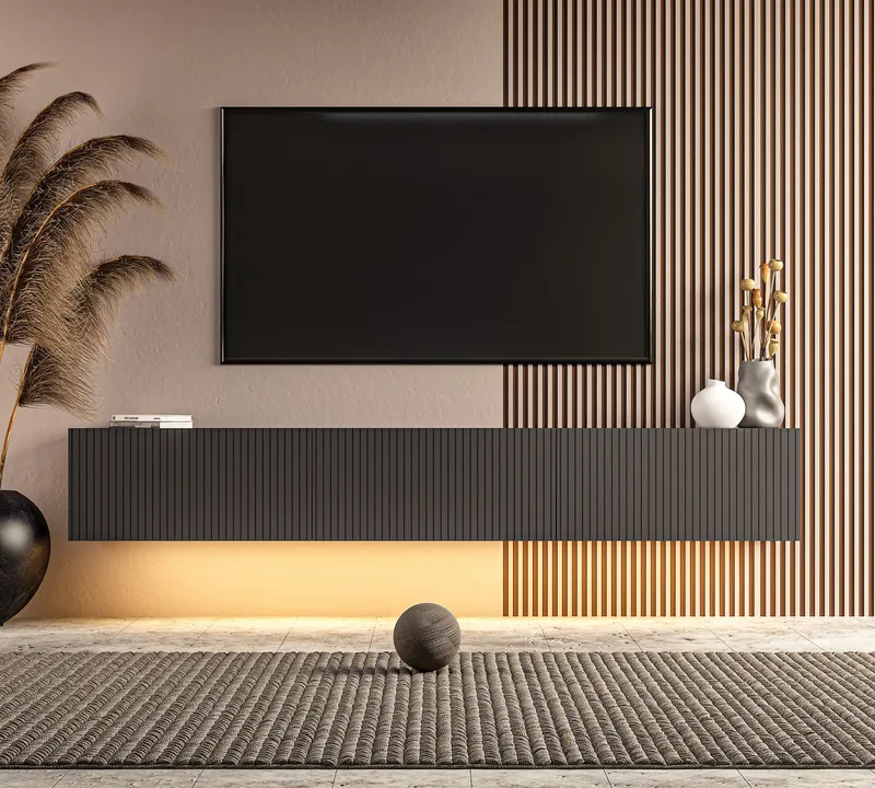 TV-benk Hanah Home Ada (180 x 28,6 x 31,4 cm) Antrasitt - Antrasitt - Møbler - TV- & Mediamøbler - TV benk & mediabenk