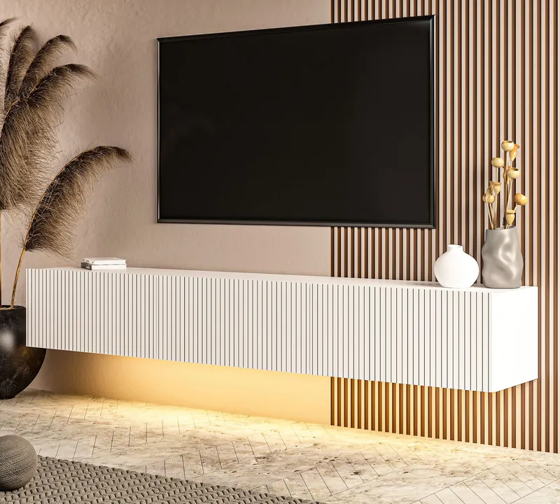 TV-benk Hanah Home Ada (180 x 28,6 x 31,4 cm) Hvit - Hvit - Møbler - TV- & Mediamøbler - TV benk & mediabenk