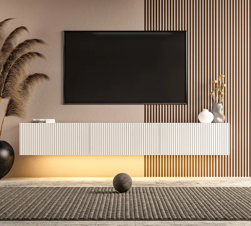 TV-benk Hanah Home Ada (180 x 28,6 x 31,4 cm) Hvit - Hvit - Møbler - TV- & Mediamøbler - TV benk & mediabenk