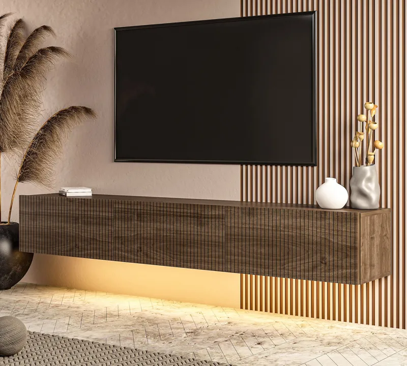 TV-benk Hanah Home Ada (180 x 28,6 x 31,4 cm) Valnøtt - Valnøtt - Møbler - TV- & Mediamøbler - TV benk & mediabenk