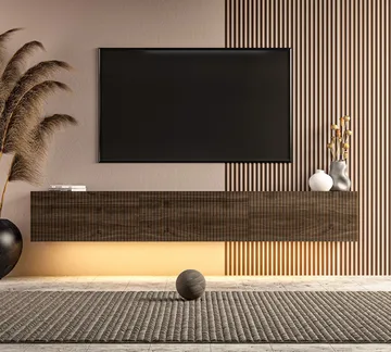 TV-benk Hanah Home Ada (180 x 28,6 x 31,4 cm) Valnøtt - Valnøtt - Møbler - TV- & Mediamøbler - TV benk & mediabenk