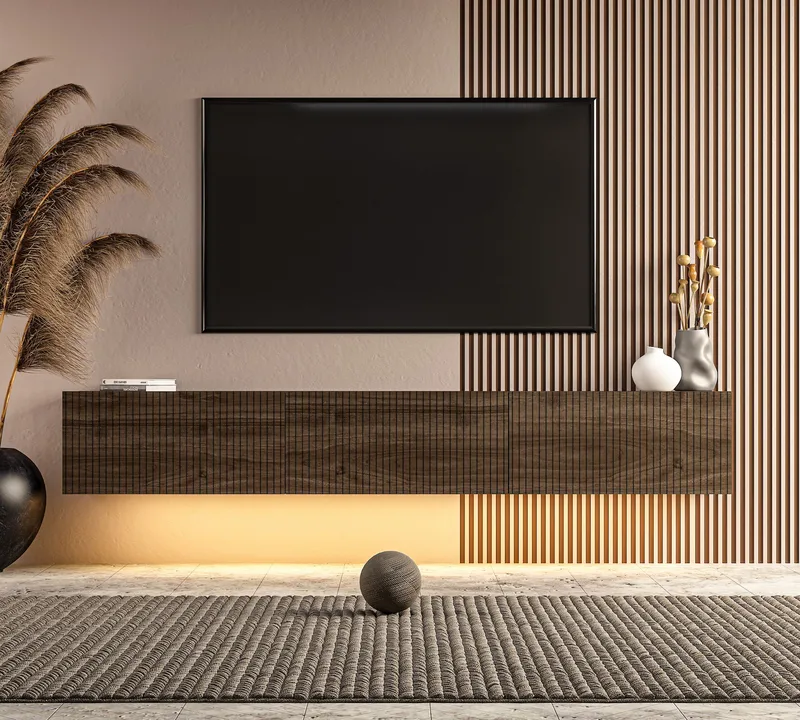 TV-benk Hanah Home Ada (180 x 28,6 x 31,4 cm) Valnøtt - Valnøtt - Møbler - TV- & Mediamøbler - TV benk & mediabenk