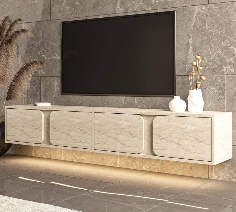 TV-benk Hanah Home Helen (180 x 30 x 30 cm) Travertin - Travertin - Møbler - TV- & Mediamøbler - TV benk & mediabenk