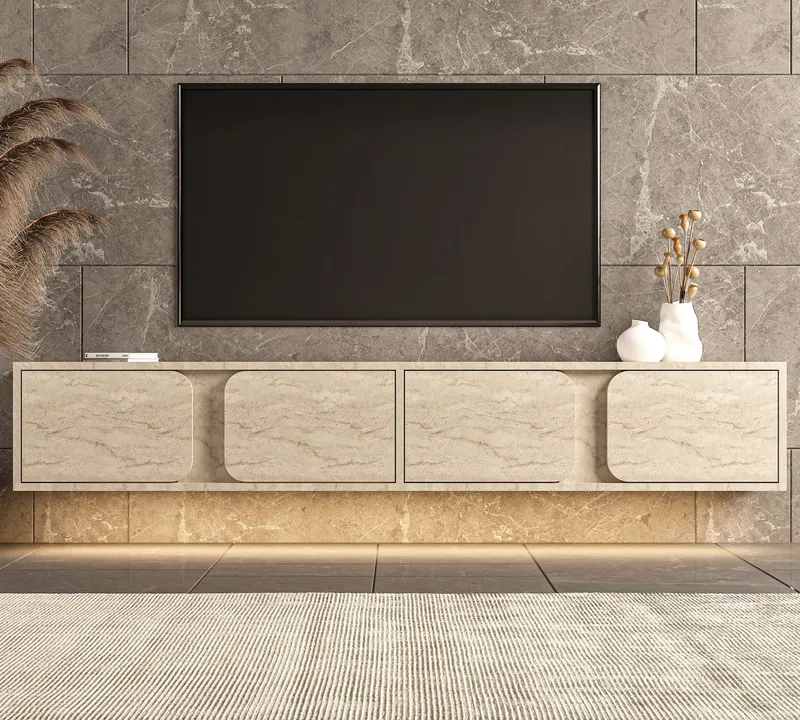 TV-benk Hanah Home Helen (180 x 30 x 30 cm) Travertin - Travertin - Møbler - TV- & Mediamøbler - TV benk & mediabenk