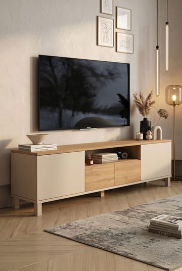 TV-benk Hanah Home Mood (180 x 49,2 x 35 cm) Sand Oak - Sand og eik - Møbler - TV- & Mediamøbler - TV benk & mediabenk