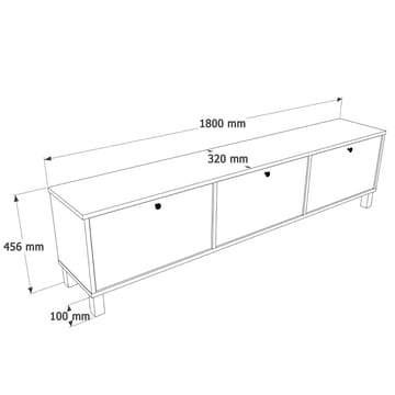 TV-benk Hanah Home Nord (180 x 45,6 x 32 cm) Hvit eik - Hvit og eik - Møbler - TV- & Mediamøbler - TV benk & mediabenk