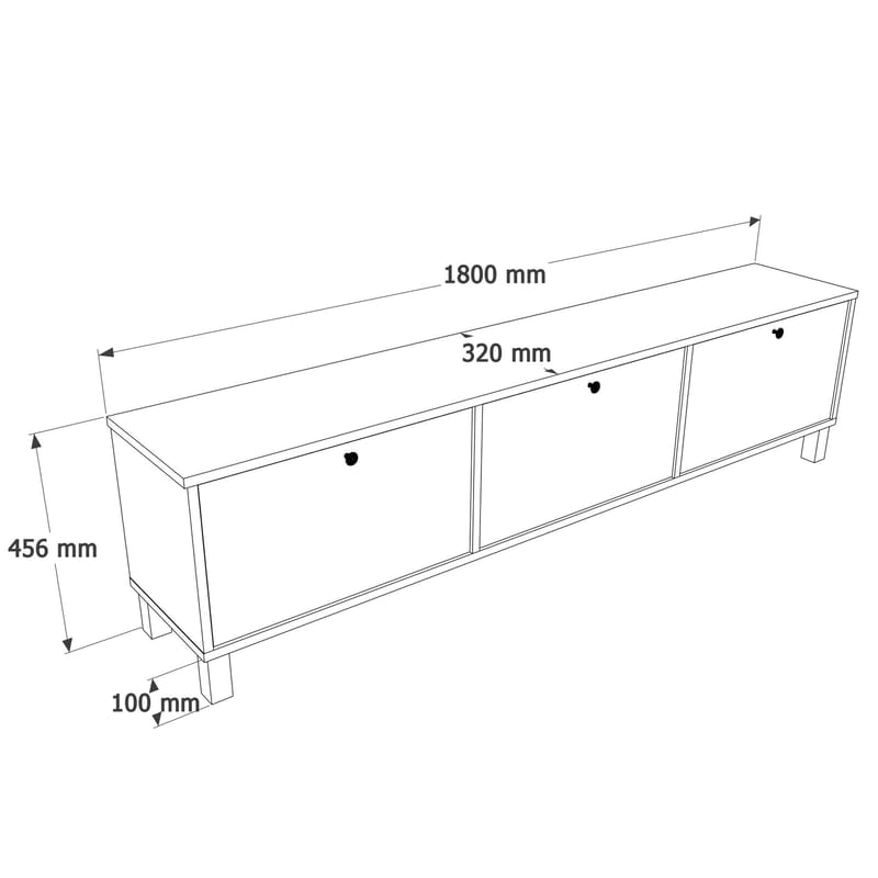 TV-benk Hanah Home Nord (180 x 45,6 x 32 cm) Hvit eik - Hvit og eik - Møbler - TV- & Mediamøbler - TV benk & mediabenk