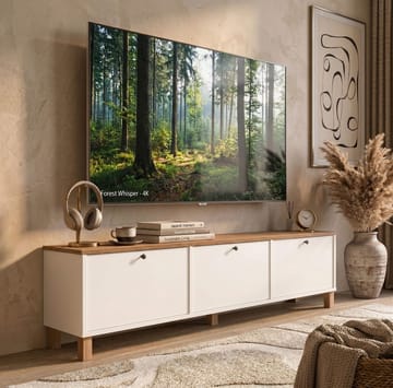 TV-benk Hanah Home Nord (180 x 45,6 x 32 cm) Hvit eik - Hvit og eik - Møbler - TV- & Mediamøbler - TV benk & mediabenk
