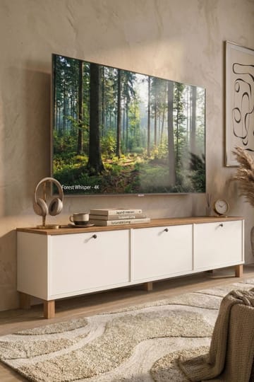 TV-benk Hanah Home Nord (180 x 45,6 x 32 cm) Hvit eik - Hvit og eik - Møbler - TV- & Mediamøbler - TV benk & mediabenk