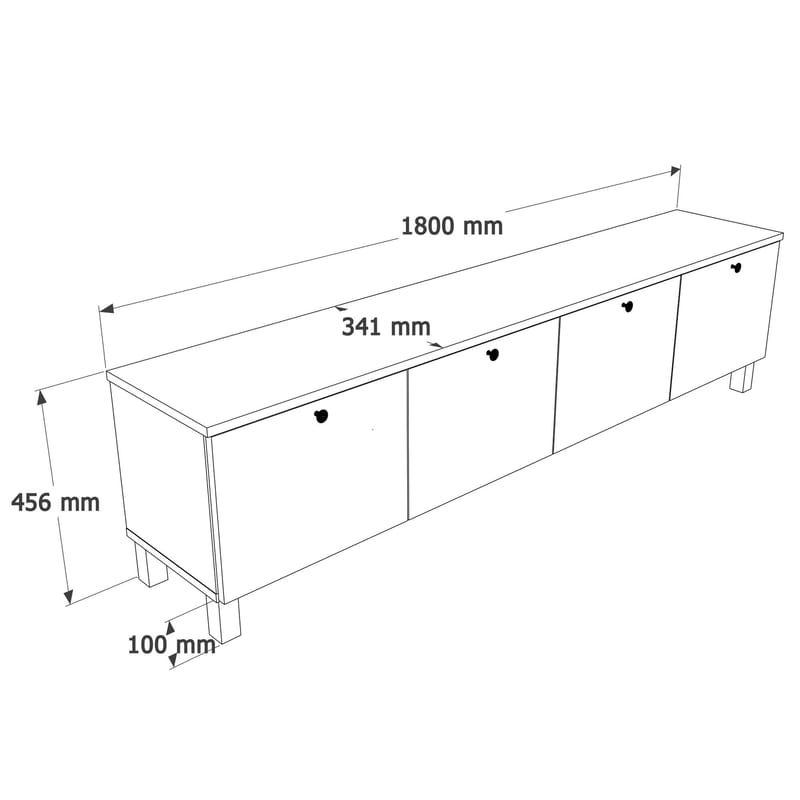 TV-benk Hanah Home Nord (180 x 45,6 x 34,1 cm) White Oak - Hvit og eik - Møbler - TV- & Mediamøbler - TV benk & mediabenk