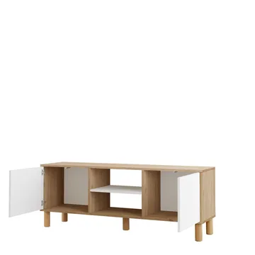 TV-benk Homitis Alston (160 x 59,1 x 40 cm) Eik hvit - Møbler - TV- & Mediamøbler - TV benk & mediabenk