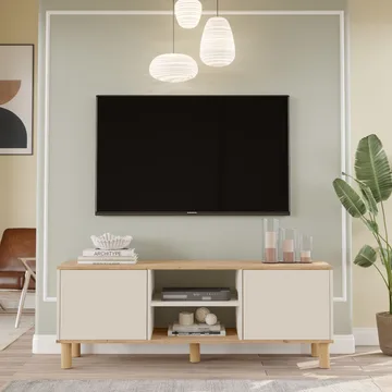 TV-benk Homitis Alston (160 x 59,1 x 40 cm) Eik kashmir - Møbler - TV- & Mediamøbler - TV benk & mediabenk