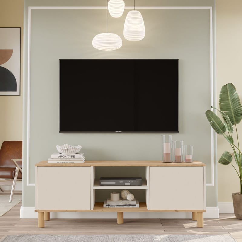 TV-benk Homitis Alston (160 x 59,1 x 40 cm) Eik kashmir - Møbler - TV- & Mediamøbler - TV benk & mediabenk