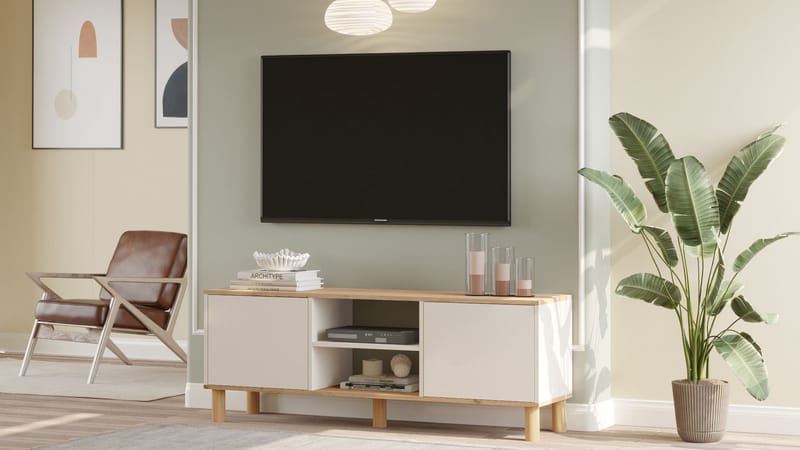 TV-benk Homitis Alston (160 x 59,1 x 40 cm) Eik kashmir - Møbler - TV- & Mediamøbler - TV benk & mediabenk