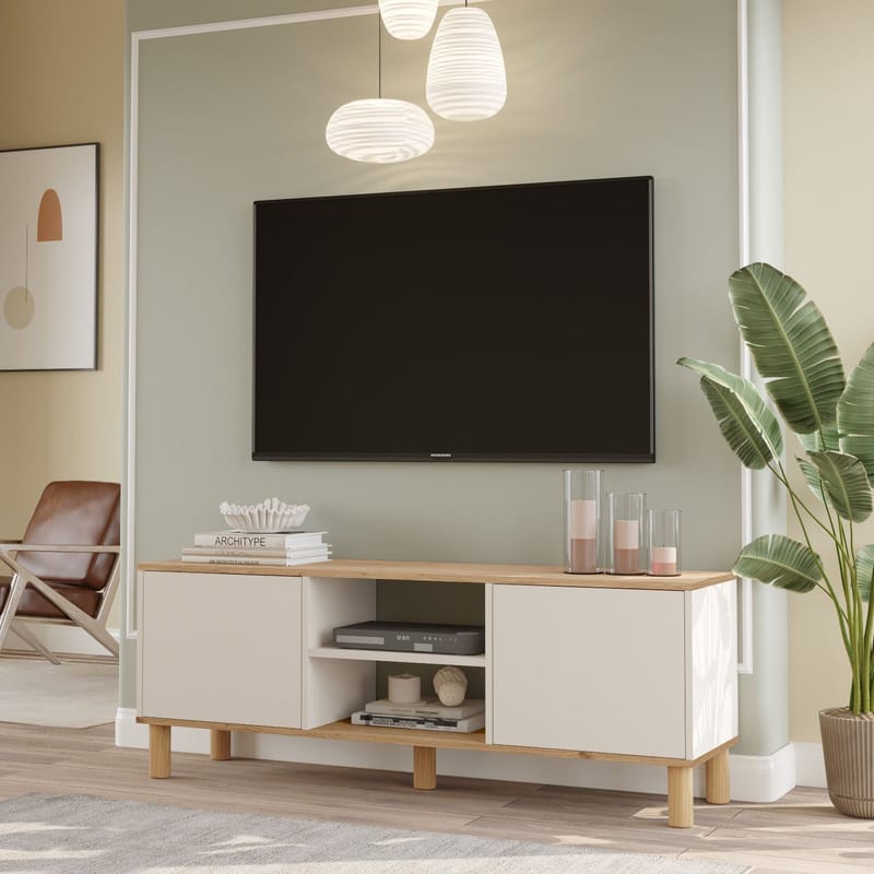 TV-benk Homitis Alston (160 x 59,1 x 40 cm) Eik kashmir - Møbler - TV- & Mediamøbler - TV benk & mediabenk