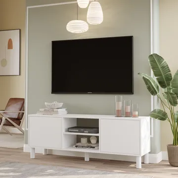 TV-benk Homitis Alston (160 x 59,1 x 40 cm) Hvit - Møbler - TV- & Mediamøbler - TV benk & mediabenk