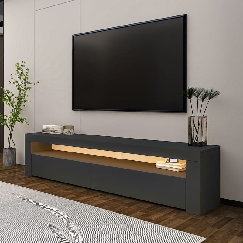 TV-benk Homitis Bati (150 x 46,8 x 36,8 cm) Antrasitt - Møbler - TV- & Mediamøbler - TV benk & mediabenk