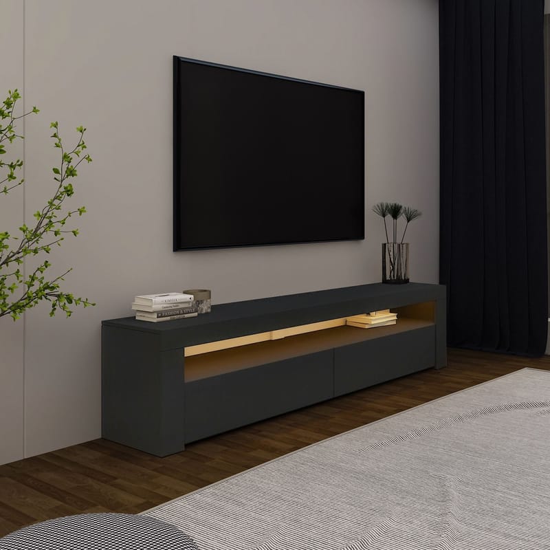 TV-benk Homitis Bati (150 x 46,8 x 36,8 cm) Antrasitt - Møbler - TV- & Mediamøbler - TV benk & mediabenk