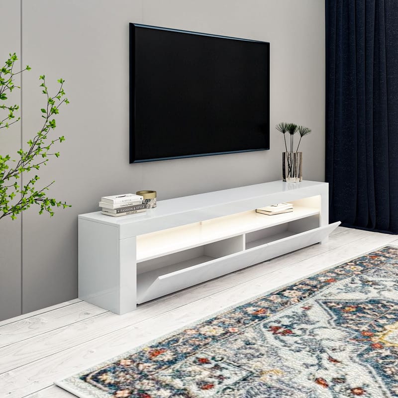 TV-benk Homitis Bati (150 x 46,8 x 36,8 cm) Hvit - Møbler - TV- & Mediamøbler - TV benk & mediabenk