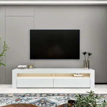 TV-benk Homitis Bati (150 x 46,8 x 36,8 cm) Hvit - Møbler - TV- & Mediamøbler - TV benk & mediabenk