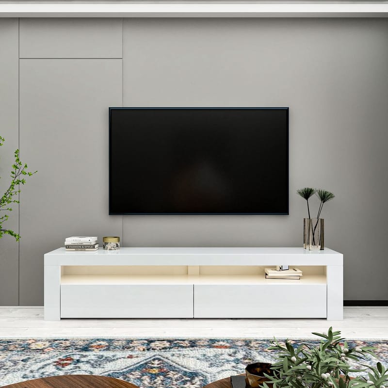 TV-benk Homitis Bati (150 x 46,8 x 36,8 cm) Hvit - Møbler - TV- & Mediamøbler - TV benk & mediabenk
