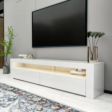 TV-benk Homitis Bati (150 x 46,8 x 36,8 cm) Hvit - Møbler - TV- & Mediamøbler - TV benk & mediabenk