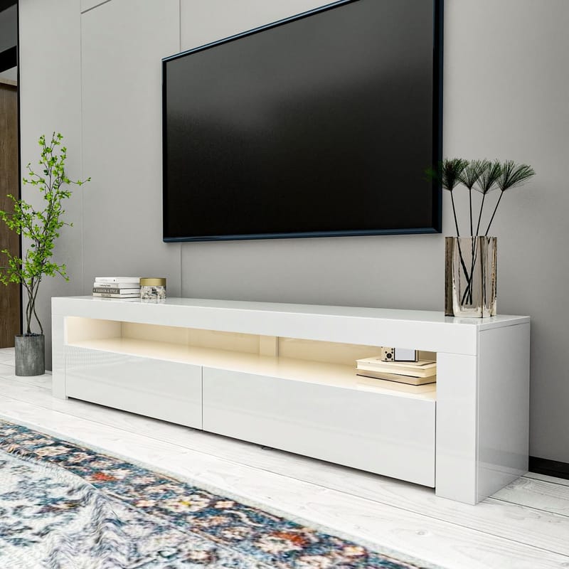 TV-benk Homitis Bati (150 x 46,8 x 36,8 cm) Hvit - Møbler - TV- & Mediamøbler - TV benk & mediabenk