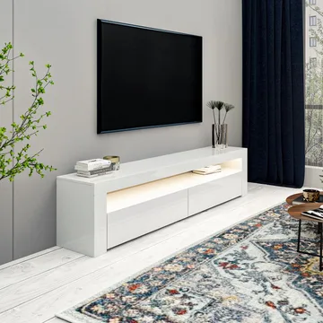 TV-benk Homitis Bati (150 x 46,8 x 36,8 cm) Hvit - Møbler - TV- & Mediamøbler - TV benk & mediabenk